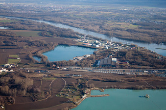Bird's eye view of Harbor in Lauterbourg in the state Bas-Rhin, France