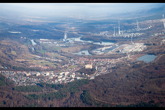 Aerial view of From the southwest in Wörth am Rhein in the state Rhineland-Palatinate, Germany