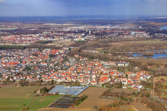 View of the town from the south in the district Sondernheim in Germersheim in the state Rhineland-Palatinate, Germany