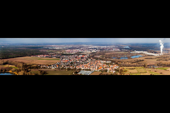 Panoramic perspective of Town View of the streets and houses of the residential areas in the district Sondernheim in Germersheim in the state Rhineland-Palatinate, Germany