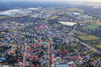 City view from the west in Philippsburg in the state Baden-Wuerttemberg, Germany