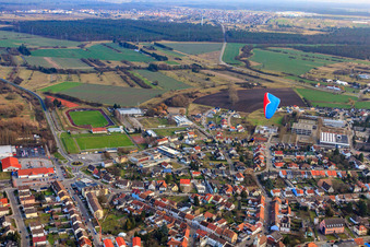 Sports fields of SV Philippsburg and TV Philippsburg in Philippsburg in the state Baden-Wuerttemberg, Germany