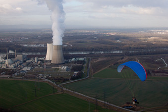 Drone recording of Philippsburg in the state Baden-Wuerttemberg, Germany
