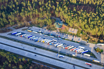 Serways rest area at the Hockenheim Ring Ost with Aral petrol station in Hockenheim in the state Baden-Wuerttemberg, Germany