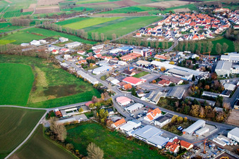 Daimlerstraße industrial area from the southwest in Reilingen in the state Baden-Wuerttemberg, Germany