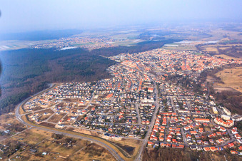 Vogelring new development area in Jockgrim in the state Rhineland-Palatinate, Germany viewn from the air