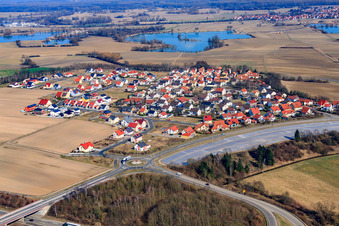 Village view from the west in the district Hardtwald in Neupotz in the state Rhineland-Palatinate, Germany