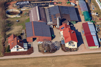 Aerial photograpy of Blacksmith's yard in Neupotz in the state Rhineland-Palatinate, Germany