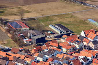Aerial view of Stables at Oberdorf in Rheinzabern in the state Rhineland-Palatinate, Germany