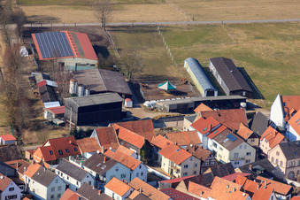 Aerial photograpy of Stables at Oberdorf in Rheinzabern in the state Rhineland-Palatinate, Germany