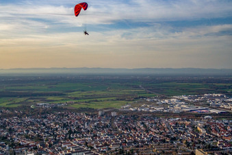 City from the east in Hockenheim in the state Baden-Wuerttemberg, Germany