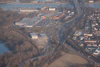 Aerial photograpy of Maximilian Center II in the district Maximiliansau in Wörth am Rhein in the state Rhineland-Palatinate, Germany