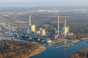 New building at the Rhine harbor steam power plant of ENBW in the district Daxlanden in Karlsruhe in the state Baden-Wuerttemberg, Germany