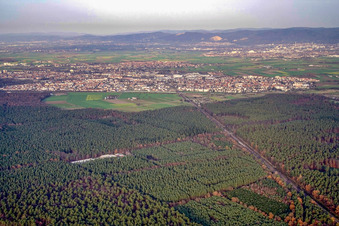 City from the south in Oftersheim in the state Baden-Wuerttemberg, Germany