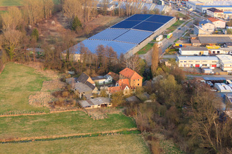 Aerial photograpy of Barthelsmühle in the district Minderslachen in Kandel in the state Rhineland-Palatinate, Germany
