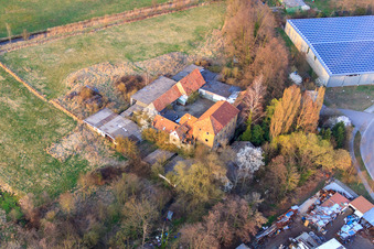 Oblique view of Barthelsmühle in the district Minderslachen in Kandel in the state Rhineland-Palatinate, Germany