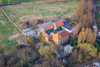 Barthelsmühle in the district Minderslachen in Kandel in the state Rhineland-Palatinate, Germany from above