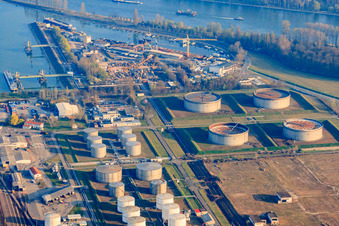 Tanquid fuel depot at the airport from the east in Speyer in the state Rhineland-Palatinate, Germany