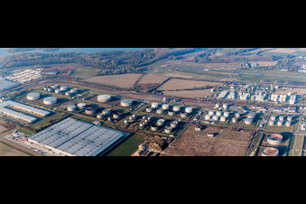 Mineral oil - tank Tanquid at the airport in Speyer in the state Rhineland-Palatinate, Germany