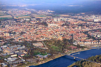 Aerial photograpy of City view from the southeast in Speyer in the state Rhineland-Palatinate, Germany
