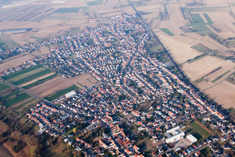 District Heiligenstein in Römerberg in the state Rhineland-Palatinate, Germany from the drone perspective