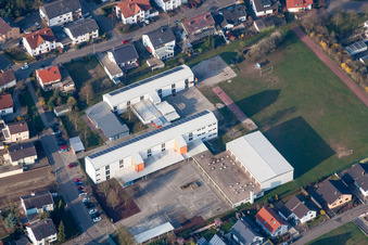 School grounds and buildings of the Grandschule Berghausen and of Realschule plus Dudenhofen-Roemerberg in Roemerberg in the state Rhineland-Palatinate, Germany