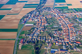 Oblique view of Long Street in Ottersheim bei Landau in the state Rhineland-Palatinate, Germany