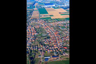 Long Street in Ottersheim bei Landau in the state Rhineland-Palatinate, Germany out of the air