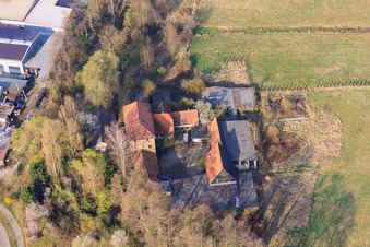 Aerial photograpy of Bartelsmühle in the district Minderslachen in Kandel in the state Rhineland-Palatinate, Germany
