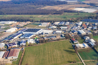 Horst industrial estate in the district Minderslachen in Kandel in the state Rhineland-Palatinate, Germany viewn from the air