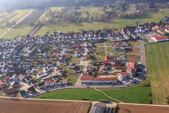 Aerial view of On the high trail from the north in Kandel in the state Rhineland-Palatinate, Germany