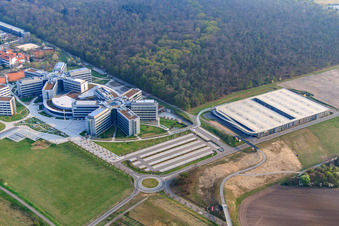 Bird's eye view of SAP Deutschland SE & Co. KG in Walldorf in the state Baden-Wuerttemberg, Germany