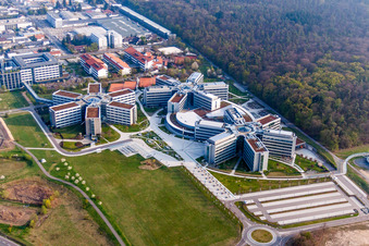 3 star-shaped Corporate management high-rise buildings of SAP SE in Walldorf in the state Baden-Wurttemberg, Germany
