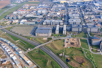 Drone recording of SAP Deutschland SE & Co. KG in Walldorf in the state Baden-Wuerttemberg, Germany