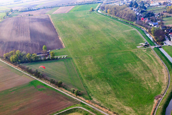 Aerial view of Airport Hockenheim in Hockenheim in the state Baden-Wuerttemberg, Germany