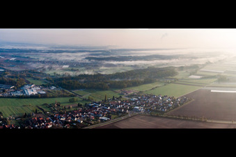Oblique view of Village view in the district Minderslachen in Kandel in the state Rhineland-Palatinate, Germany