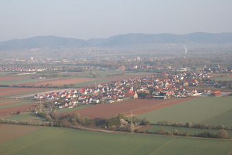 District Mörlheim in Landau in der Pfalz in the state Rhineland-Palatinate, Germany from the plane