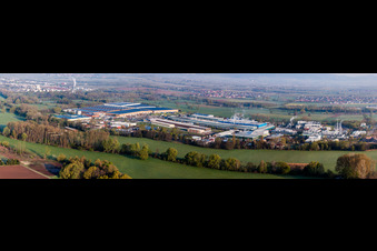 Panoramic perspective Industrial and commercial area Landau Ost in Landau in der Pfalz in the state Rhineland-Palatinate, Germany