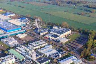 Aerial photograpy of LANDAU OST industrial area with Rose Druck GmbH in Landau in der Pfalz in the state Rhineland-Palatinate, Germany