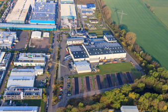 LANDAU OST industrial area with Rose Druck GmbH in Landau in der Pfalz in the state Rhineland-Palatinate, Germany from above