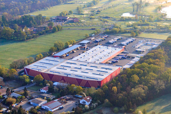 Industrial area Essingen with HORNBACH logistics center Essingen I in the district Dreihof in Essingen in the state Rhineland-Palatinate, Germany