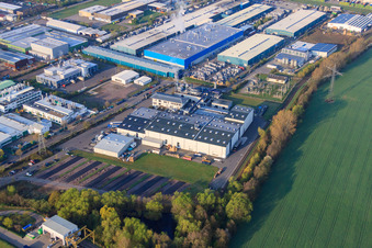 LANDAU OST industrial area with Rose Druck GmbH in Landau in der Pfalz in the state Rhineland-Palatinate, Germany out of the air