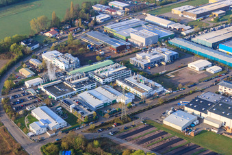 Oblique view of LANDAU EAST industrial area with APL Automobil-Prüftechnik Landau GmbH in Landau in der Pfalz in the state Rhineland-Palatinate, Germany