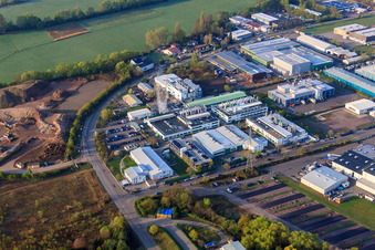 LANDAU EAST industrial area with APL Automobil-Prüftechnik Landau GmbH in Landau in der Pfalz in the state Rhineland-Palatinate, Germany from above