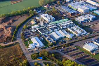 LANDAU EAST industrial area with APL Automobil-Prüftechnik Landau GmbH in Landau in der Pfalz in the state Rhineland-Palatinate, Germany out of the air