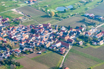 Aerial view of Dackenheim in the state Rhineland-Palatinate, Germany
