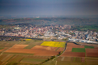 From the south in Grünstadt in the state Rhineland-Palatinate, Germany