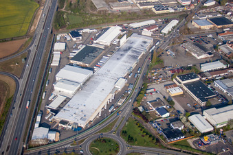 Building and production halls on the premises of Aafes Europa in Gruenstadt in the state Rhineland-Palatinate, Germany out of the air