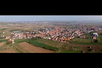 Aerial view of Town View of the streets and houses of the residential areas in Bockenheim an der Weinstrasse in the state Rhineland-Palatinate