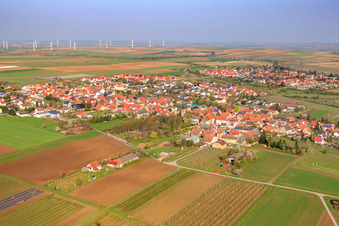View of the town from the southeast in Ober-Flörsheim in the state Rhineland-Palatinate, Germany